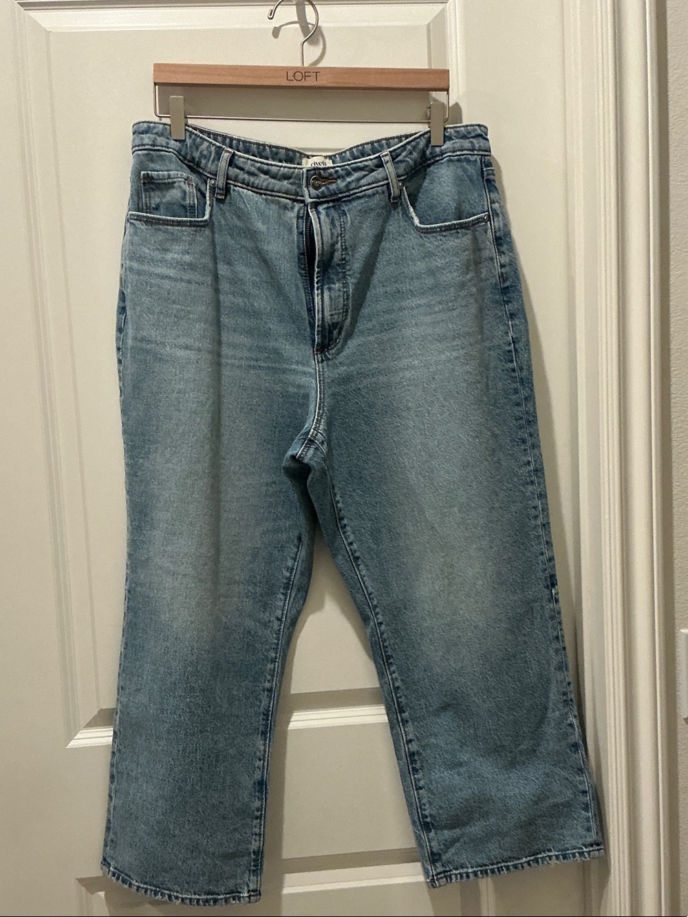 Rivete Petite Curvy High Rise Straight Jeans in Aura Wash